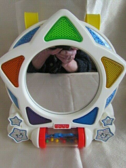 Fisher Price Mattel 1999 Baby Child Crib Toy With Music Mirror Rattle Lights