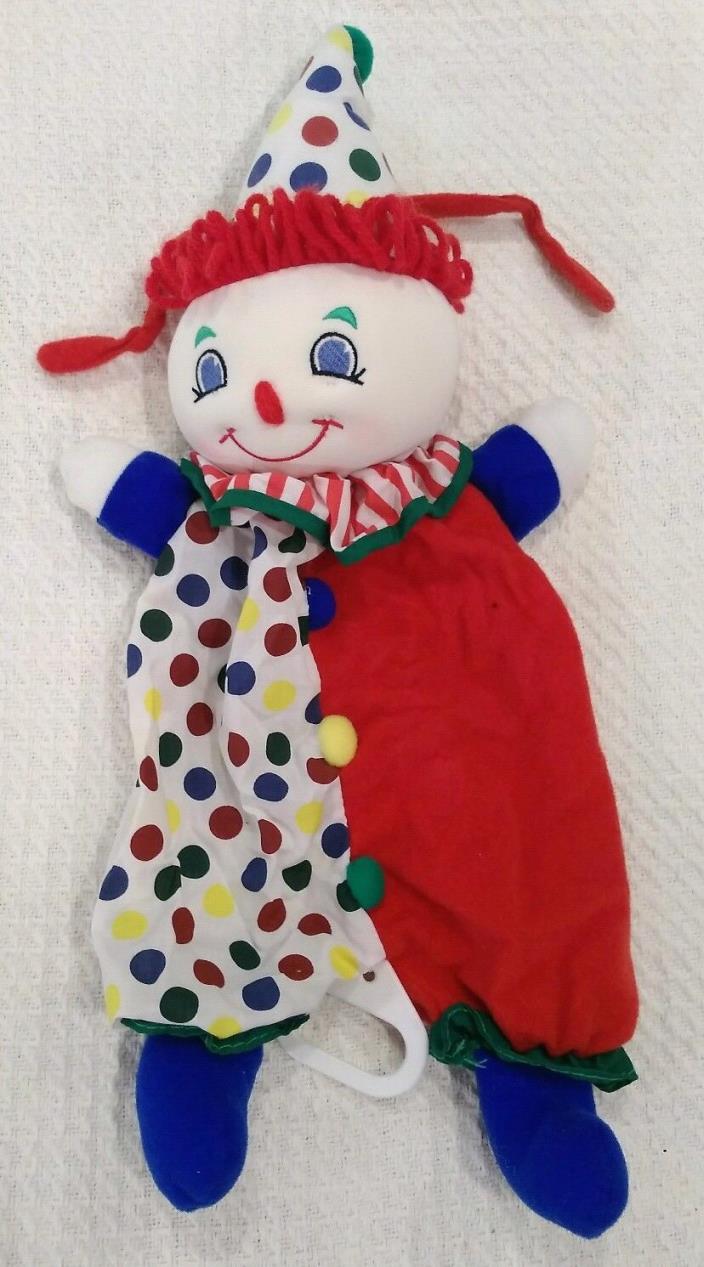 Vintage Kids II Clown Plush Musical Crib Toy Baby Stuffed Red Blue Polka Dot