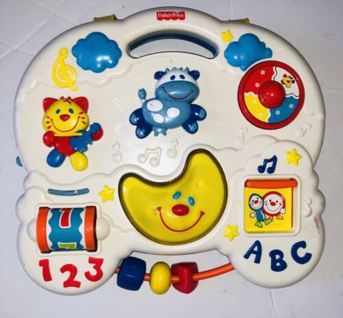 2001 Fisher Price Baby Crib Toy Soother Activity Center Busy Box Sounds Lights