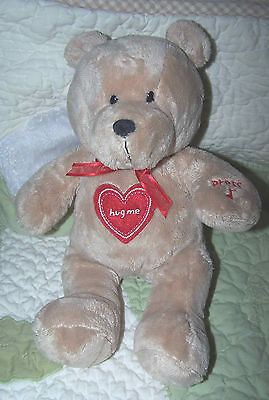 Just One Year Hug Me Musical Red Heart Stuffed Teddy Bear Baby Toy EUC 10