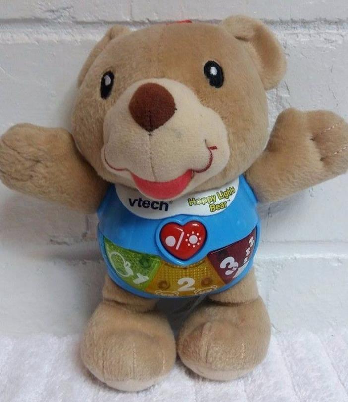 Vtech Happy Lights Bear Stuffed Plush Brown Musical Singing                (A17)