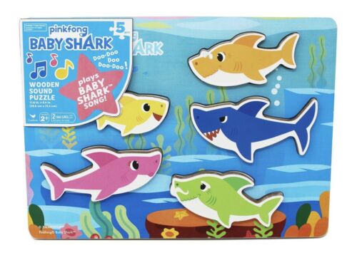 New In Packaging Spin Master Pink Fong Baby Shark Wooden Puzzle With Sounds