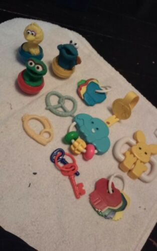 Lot of Vintage Baby Toys, Rattles Plastic Rubber Sesame Street