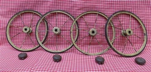 4 Vintage Metal Spoke Baby Buggy Wheels Pedal Car Garden Cart Pumpkin Wagon a28