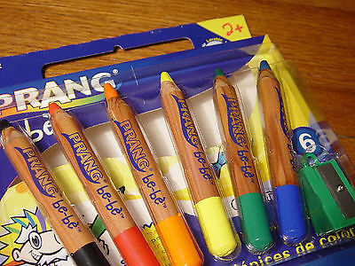 2 Pkgs New Prang Color Coloring Crayon Pencils Be-Be Jumbo & Sharpener Kids Set