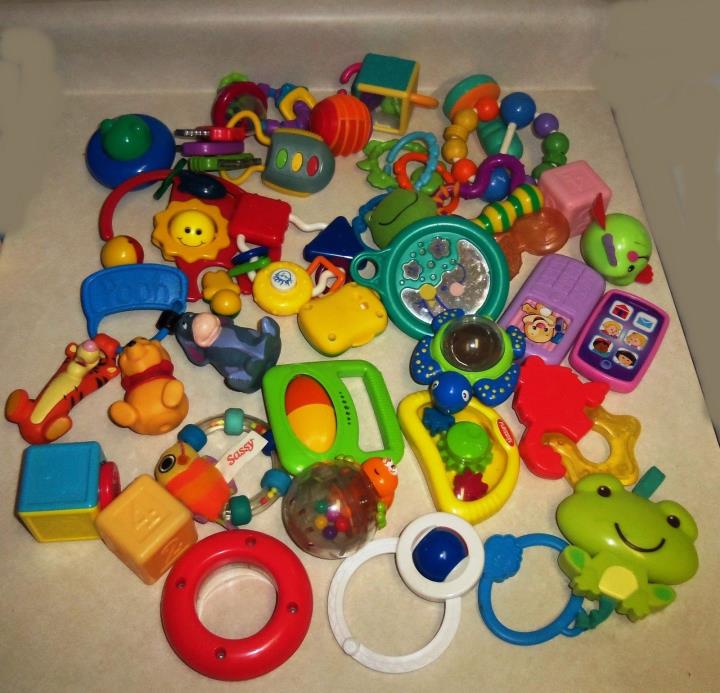 Huge Lot of 30 Baby Toys Winnie Pooh Sesame Street Rattles Teether Crib More #B2
