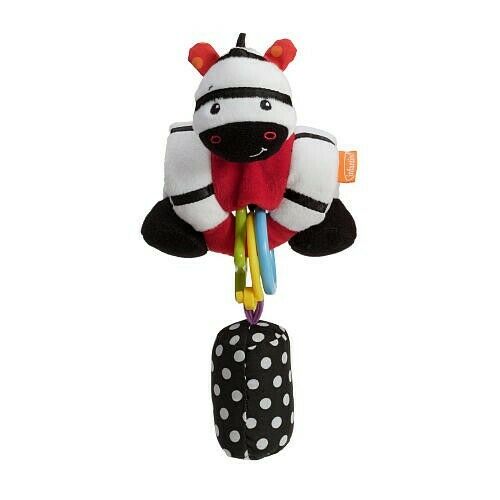 Infantino NEW Wrap Around Chiming Pal ZEBRA Hanging Rattle Carseat Toy 0+m Baby