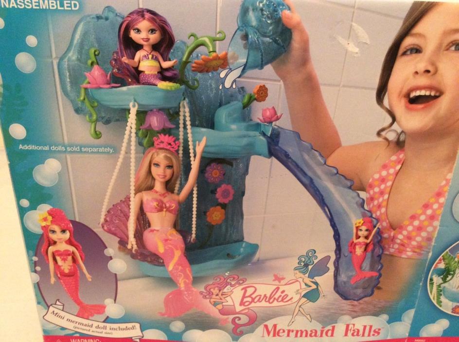 Mattel Barbie Brand Mermaid falls Water Slide Figure Bath Toy Set play time Rare