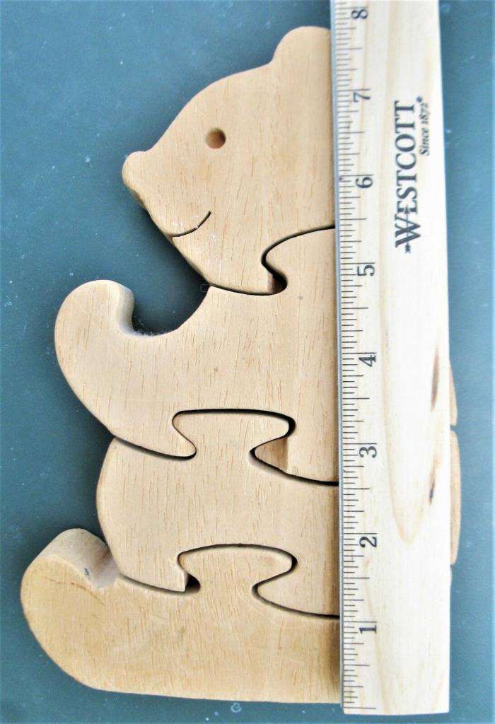 Vintage Chunky Wooden Bear Puzzle Hand-made Nursery or Baby Shower