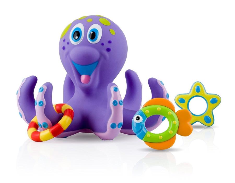 Nuby Octopus Hoopla Bathtime Fun Toys, Purple BPA FREE - New