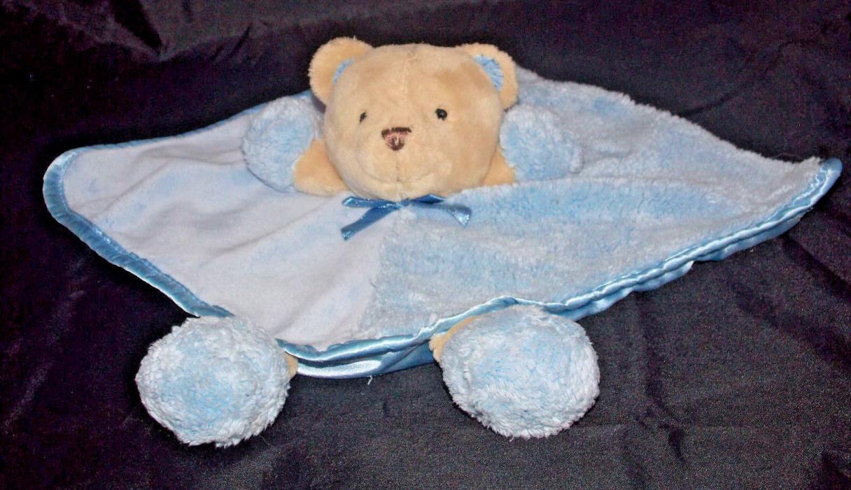 Carters Teddy Bear Lovey 11in Baby Blue Security Blanket Plush Feet Snuggle