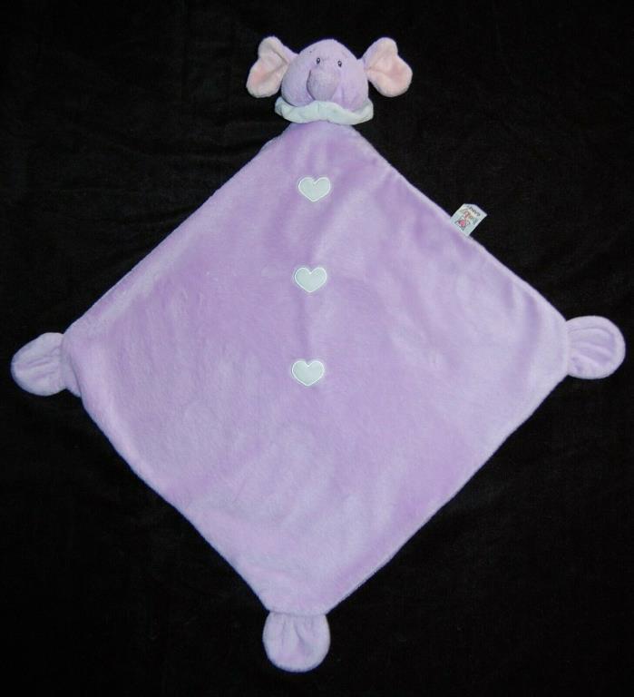 Baby Ganz Purple Elephant Security Blanket Hearts Baby Lovey Minky Fleece #26