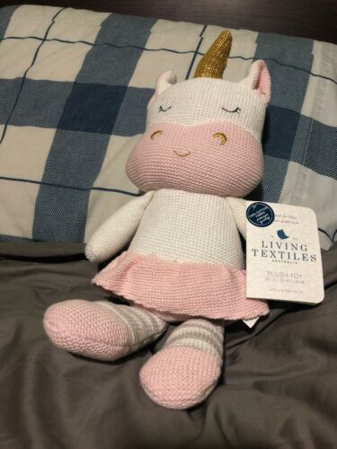 Living Textiles Unicorn Stuffed Animal Toy Plush Kenzie The Unicorn Knit New!
