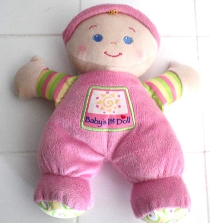 BABY'S FIRST DOLL Fisher Price Pink Plush Stuffed Snuggly 11