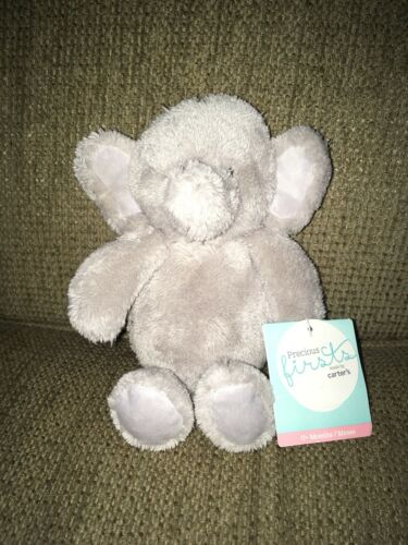 RARE HTF NWT Carters Precious Firsts Grey Gray Plush Fuzzy Elephant Baby Toy