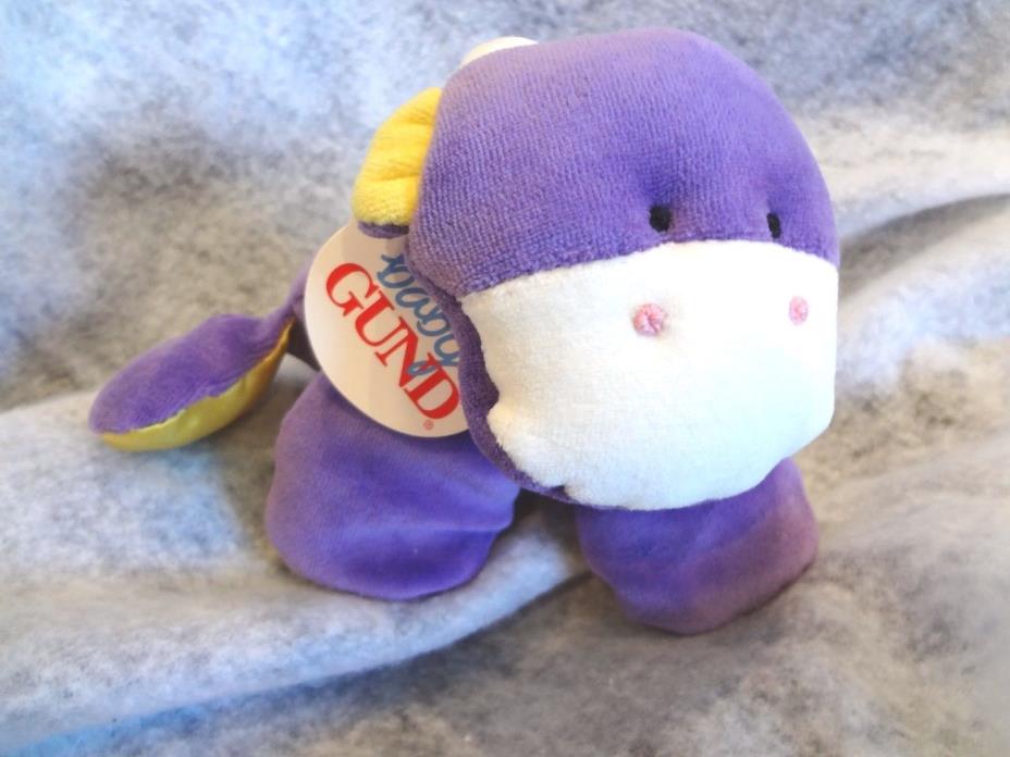 Baby Gund Puffy Luv Plush Baby Cow 5822 Purple & Yellow Baby Toy~NEW with TAG