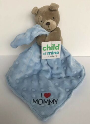 Carters Child Mine Puppy Dog I Love Mommy Blue Security Blanket Lovey ~Tag Wear
