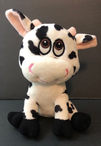RBI Soft Stuffed COW Plush/Toy Black / White / Pink 8”