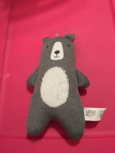 NEW Knit Bear Plush Baby Toy by Cloud Island, Gray 9