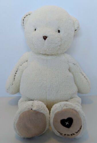 Carters My First Teddy Bear Off White Sherpa Plush Brown Heart