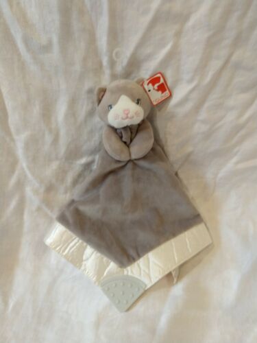 GUND Gray Cat Security Blanket Teether, Velour & Satin, Lovey toy, NEW
