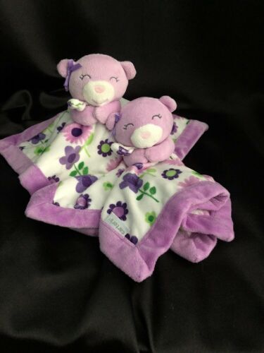 Carters Bear Lovey Purple Floral Lovey Baby Lot Of 2 Bears