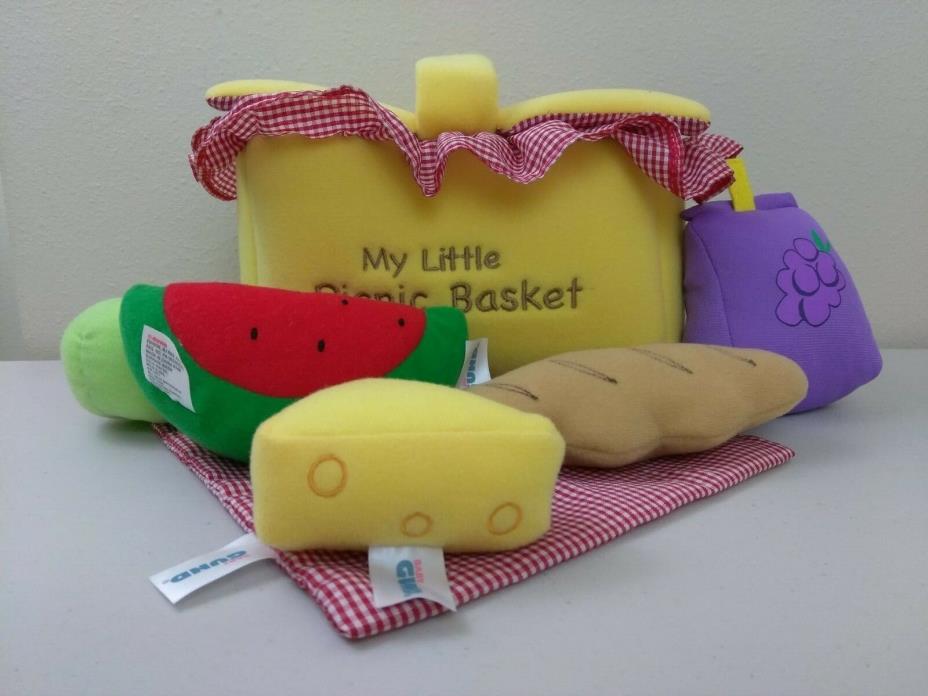 Baby Gund My Little Picnic Basket w/ grapes, apple, bread, cheese, watermelon