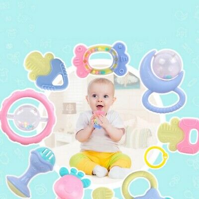 10Pcs Baby Rattles Teether Toys Ball Shaker Grab Spin Rattle Toy Puzzle Gift