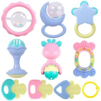 10Pcs/set Baby Rattles Teether Toys Ball Shaker Grab Spin Rattle Toy Puzzle Gift