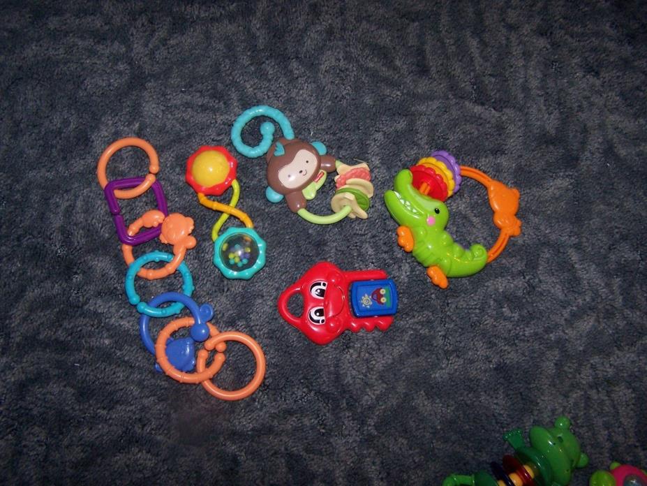 Lot of 4 Fisher Price Bright Stars Rattles Teething Rings