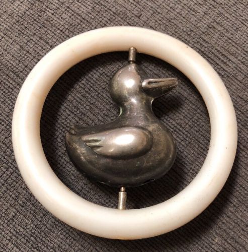 VINTAGE Silver Duck BABY RATTLE Teething Toy