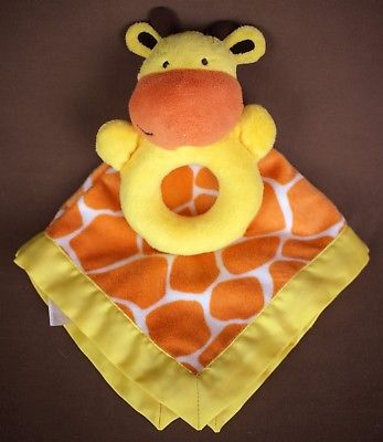 Carter's * Giraffe ring RATTLE Plush doll * lovey security blanket * yellow