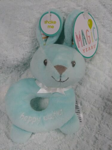 Magic Years Happy Easter Blue Bunny Baby Rattle NWT