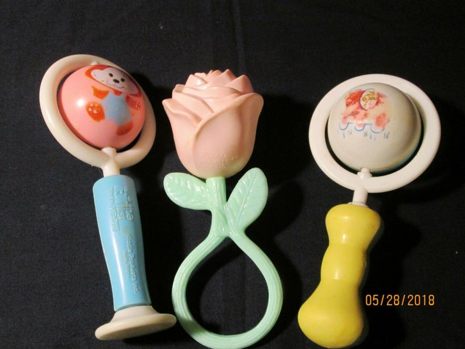 Set of 3 Baby Rattles from the 1970's and 1980's
