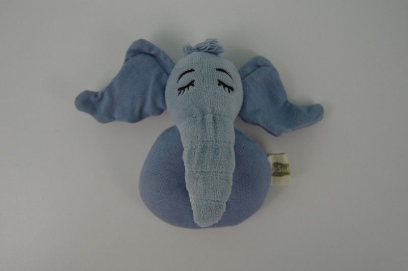 Dr Seuss My Natural Horton Elephant Ring Rattle Blue Plush Stuffed Soft Baby Toy