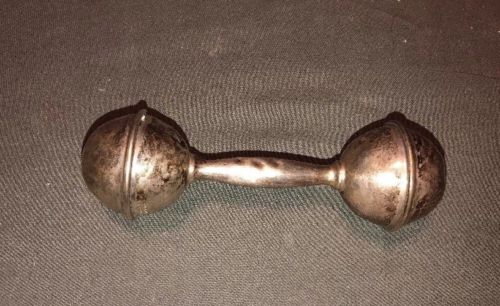 Tiffany & Co. 925 Sterling Silver Baby Rattle Dumbbell 5” Long vintage