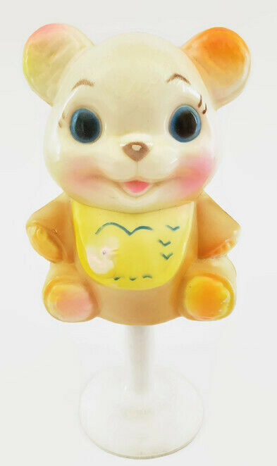 Vintage Sanitoy Jingle Bear Plastic Suction Toy Baby Rattle