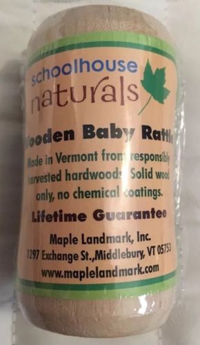 Schoolhouse Naturals Wooden baby rattle Maple Landmark Sealed Fast Free Shipping