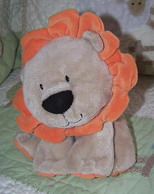 Carter's Just One Year Tan & Orange Plush Floppy Lion Stuffed Baby Toy EUC 7