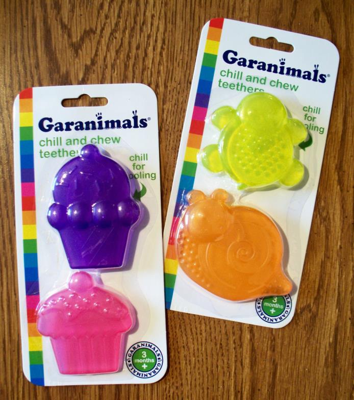 NEW PK OF 2 GARANIMALS CHILL & CHEW TEETHERS SOOTHING ON BABY'S GUMS - 2 STYLES