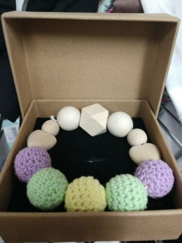 Handmade Natural Wooden Crochet Beads Baby Teething Bracelet