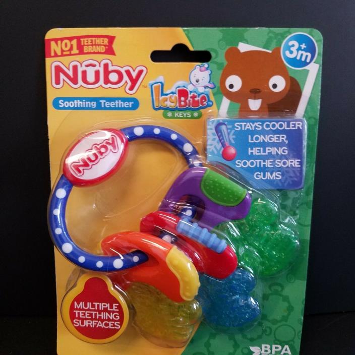 Nuby Icy Bite Keys Soothing Teether Helps Sore Gums BPA Free 3 Mos + (G1388)