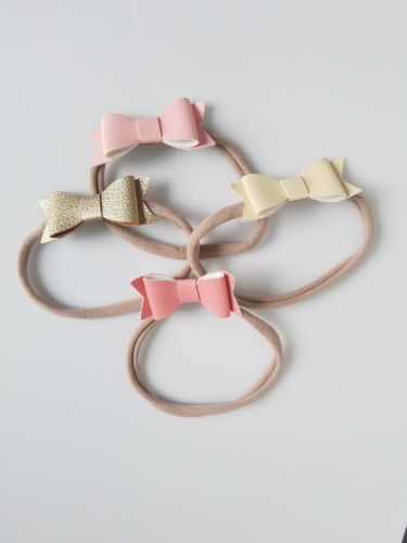 Cream, Pink, Glitter, Vintage, Soft Band Hairbow