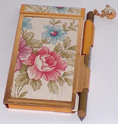 Vintage Roses Metal Case with address book and Memorandum #2 Pencil
