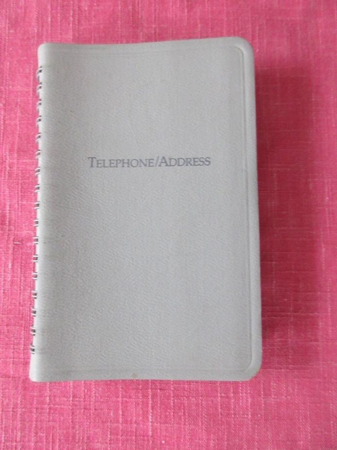 Address/Telephone Book, Tabs, Spiral Binding, Grey Cardboard Cover, 6.5”x4”