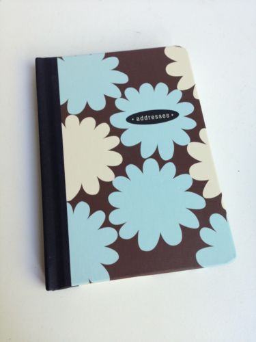 Hallmark Address Book Blue Brown Cream Flower Floral Design