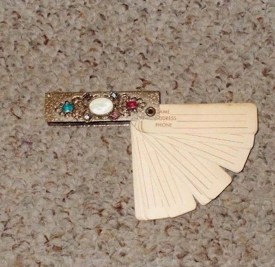 VINTAGE  MINIATURE   ADDRESS BOOK WITH  '' RHINESTONES ''     NEVER USED