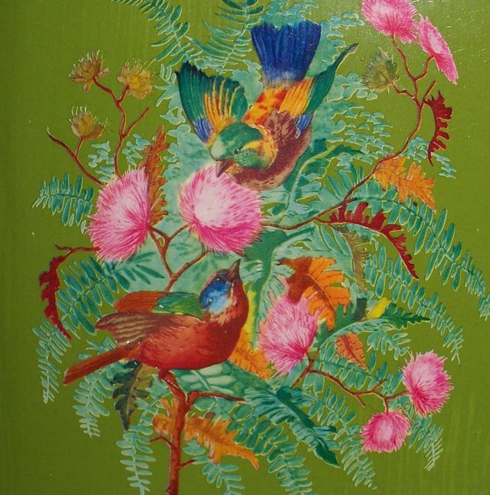 Vintage Unused All Occasion Telephone And Address Book Colorful Birds Green
