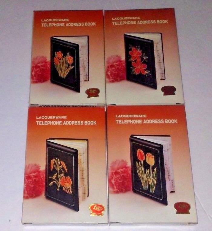 Vintage Lacquerware  Address Telephone Book Lego Floral Set of 4 original boxes