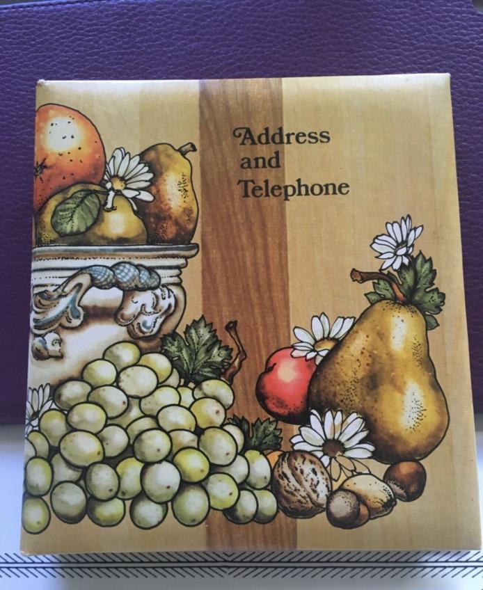 Vintage '70's Address & Telephone Book Unused Fruit Design Letter Tabs